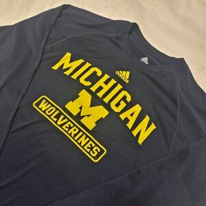 Adidas Michigan Wolverines Mens Medium Navy Blue Long Sleeve Performance Shirt